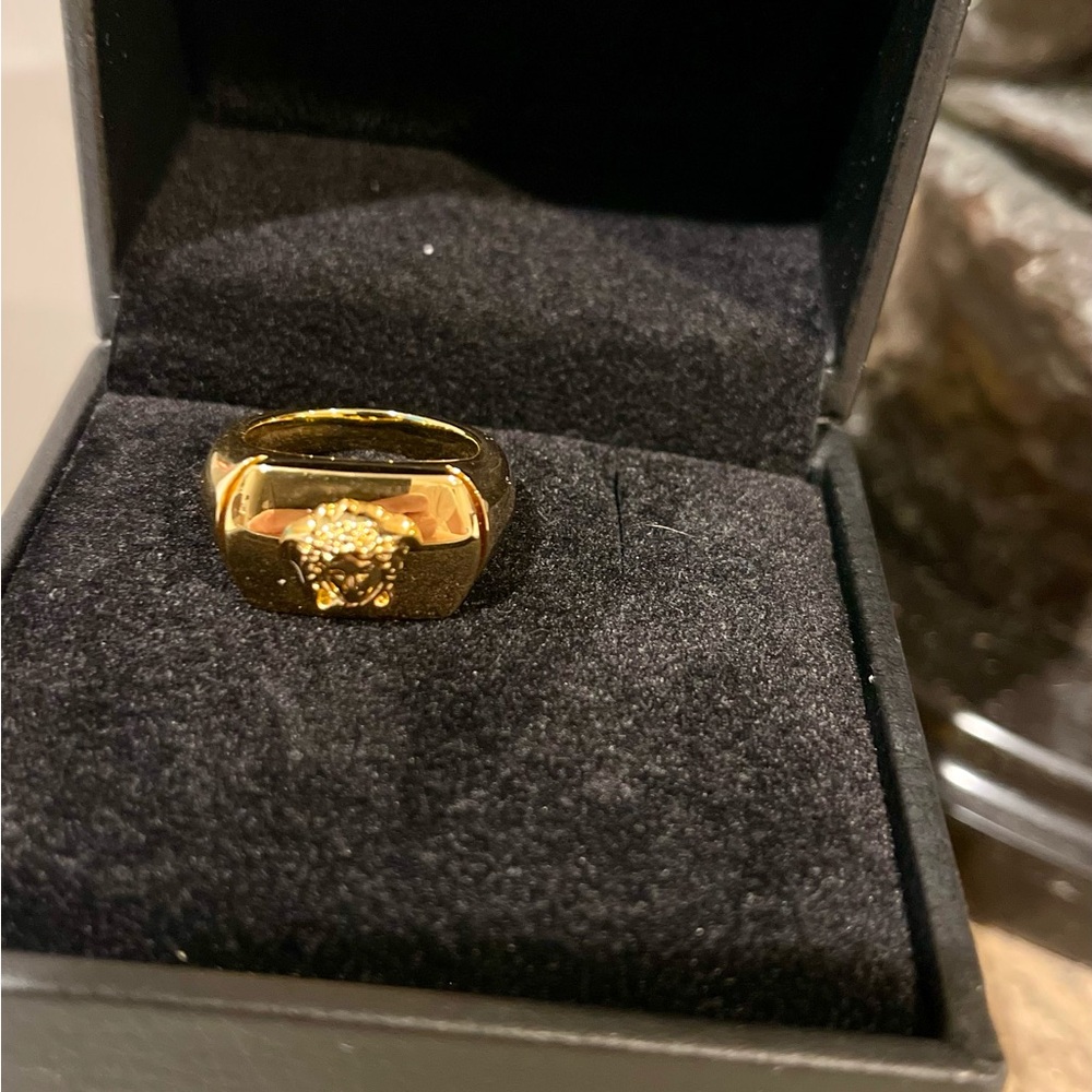 Versace Gold Ring with Iconic Lion Motif